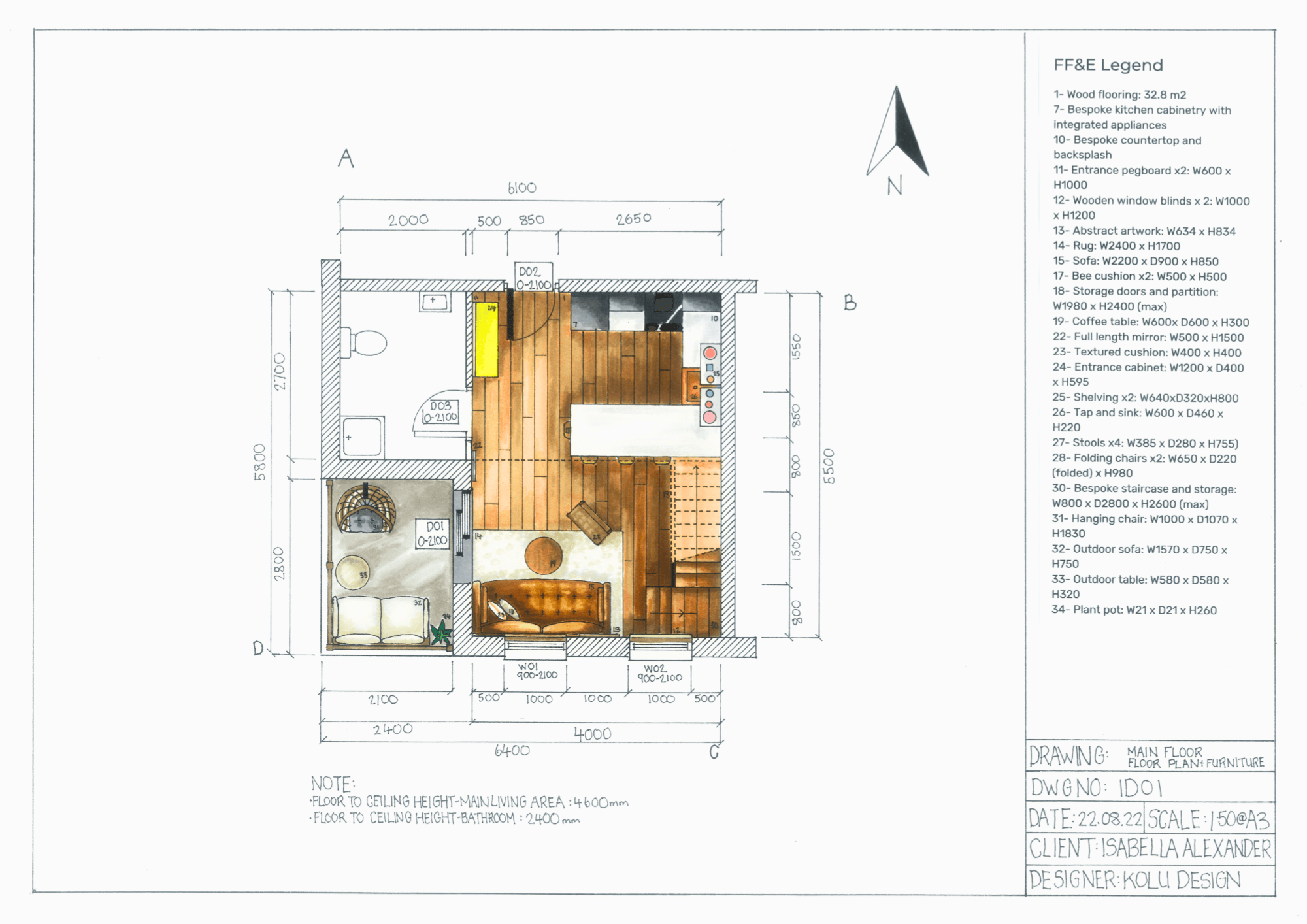 Interior Design Industrial Bohemian Studio Apartment Floor Plan