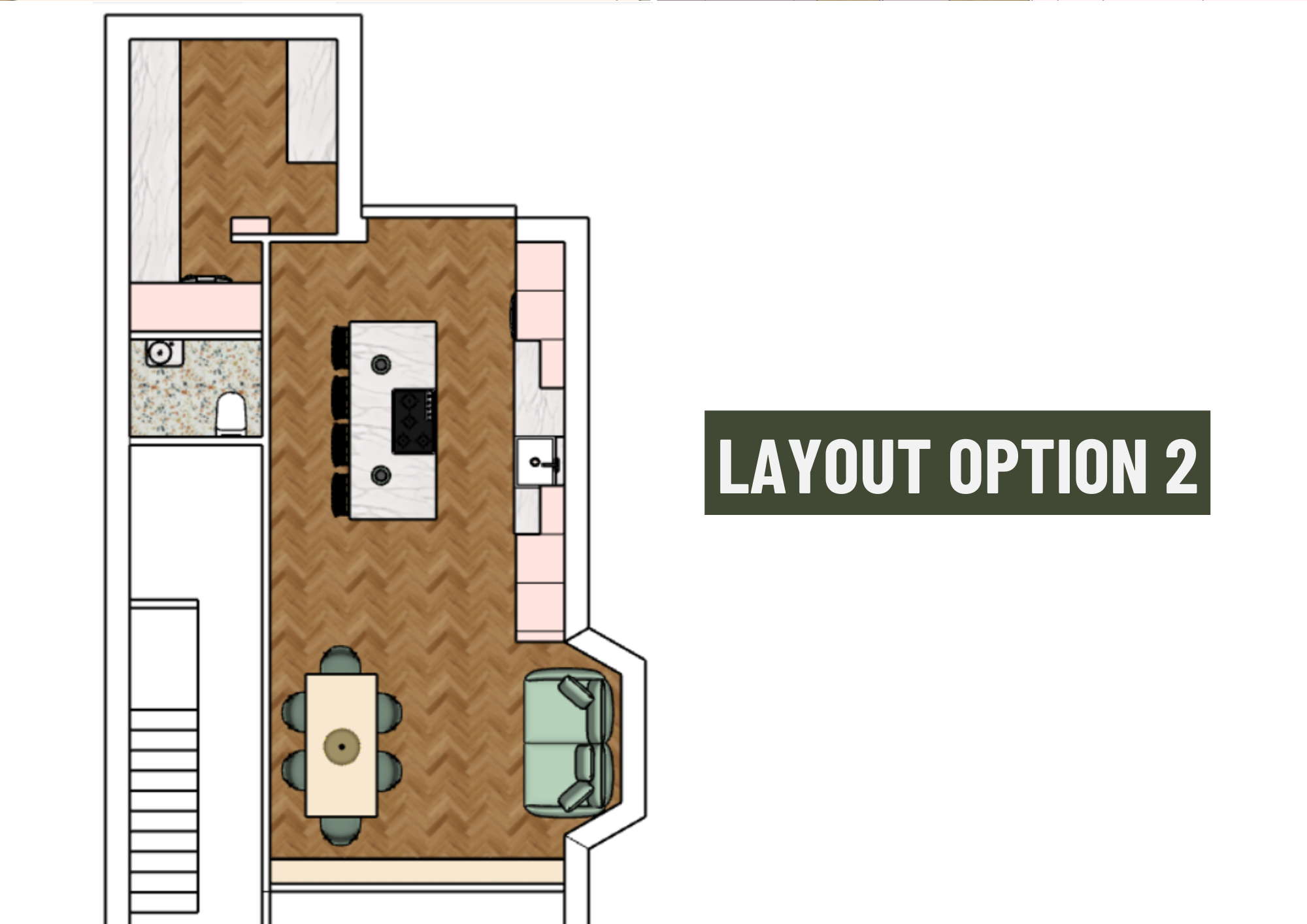 Contemporary Kitchen & Living Layout 2