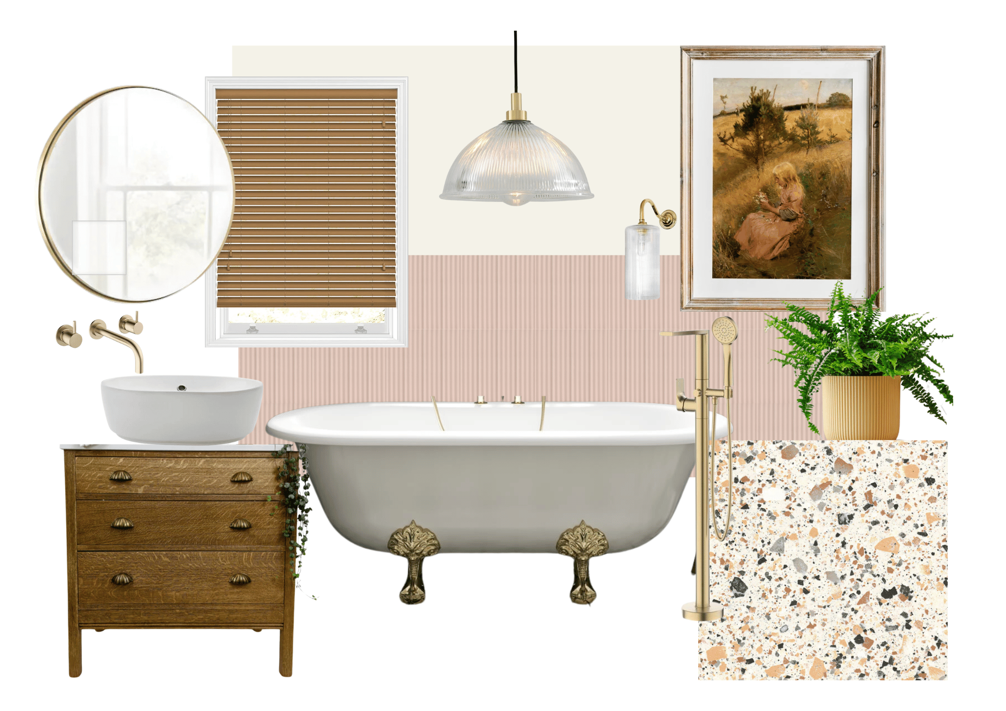 Mood board luxurious sanctuary bathroom